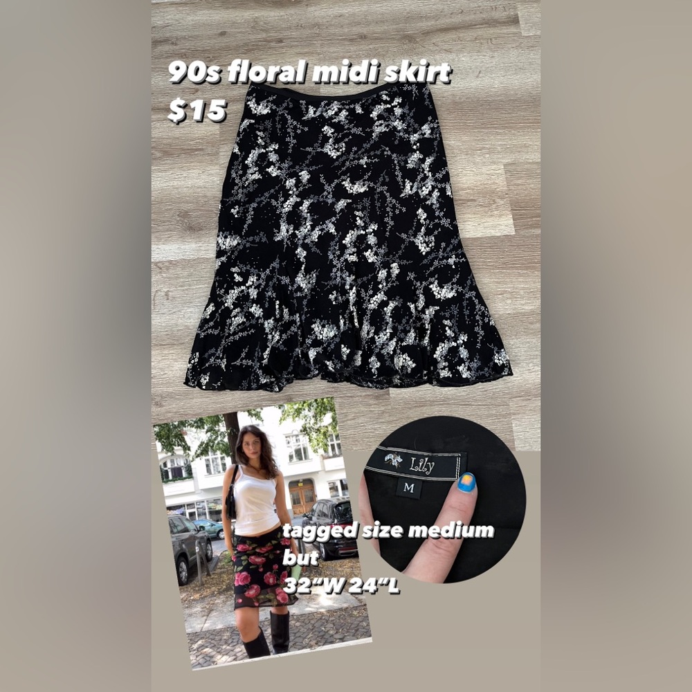 90s floral midi skirt